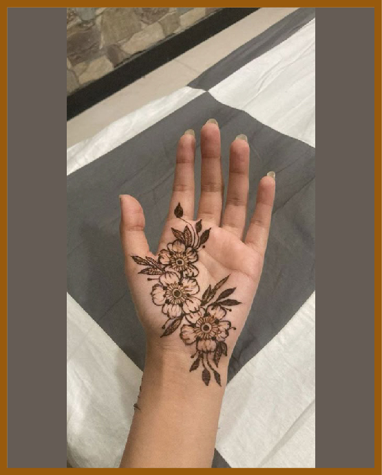 Open Palm Floral Layout In Simple Front Hand Mehndi Design Open Palm Floral Layout In Simple Front Hand Mehndi Design